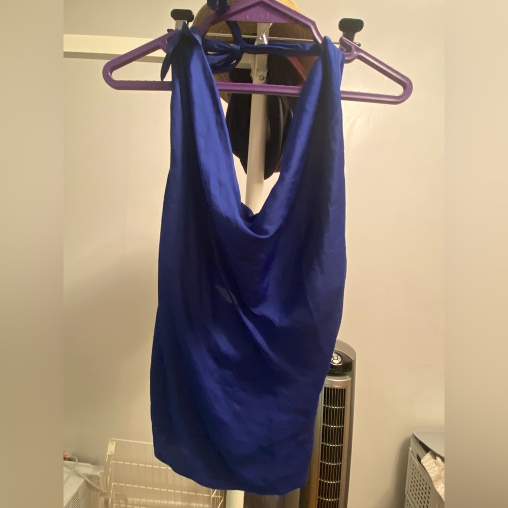 NWOT Anthropologie Dolan Cowl Neck Halter Top Royal Blue